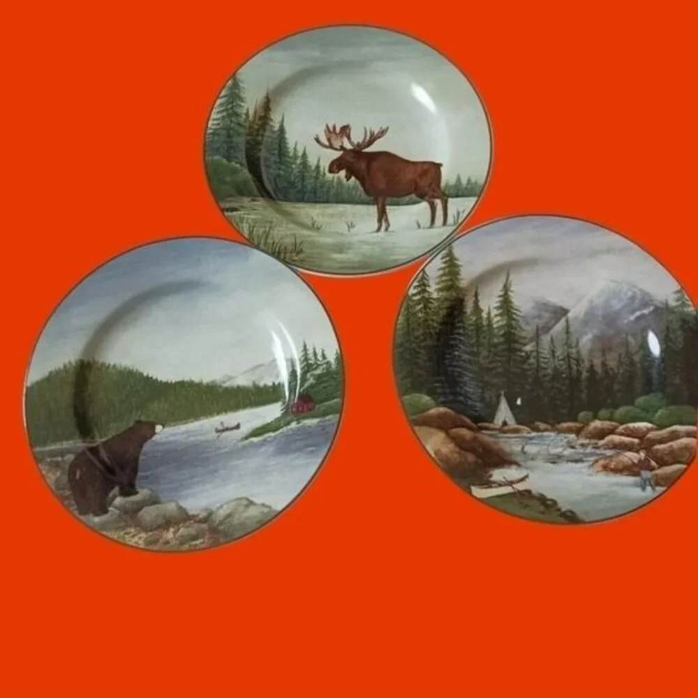 Sakura northwoods stoneware salad dessert plates set of 3